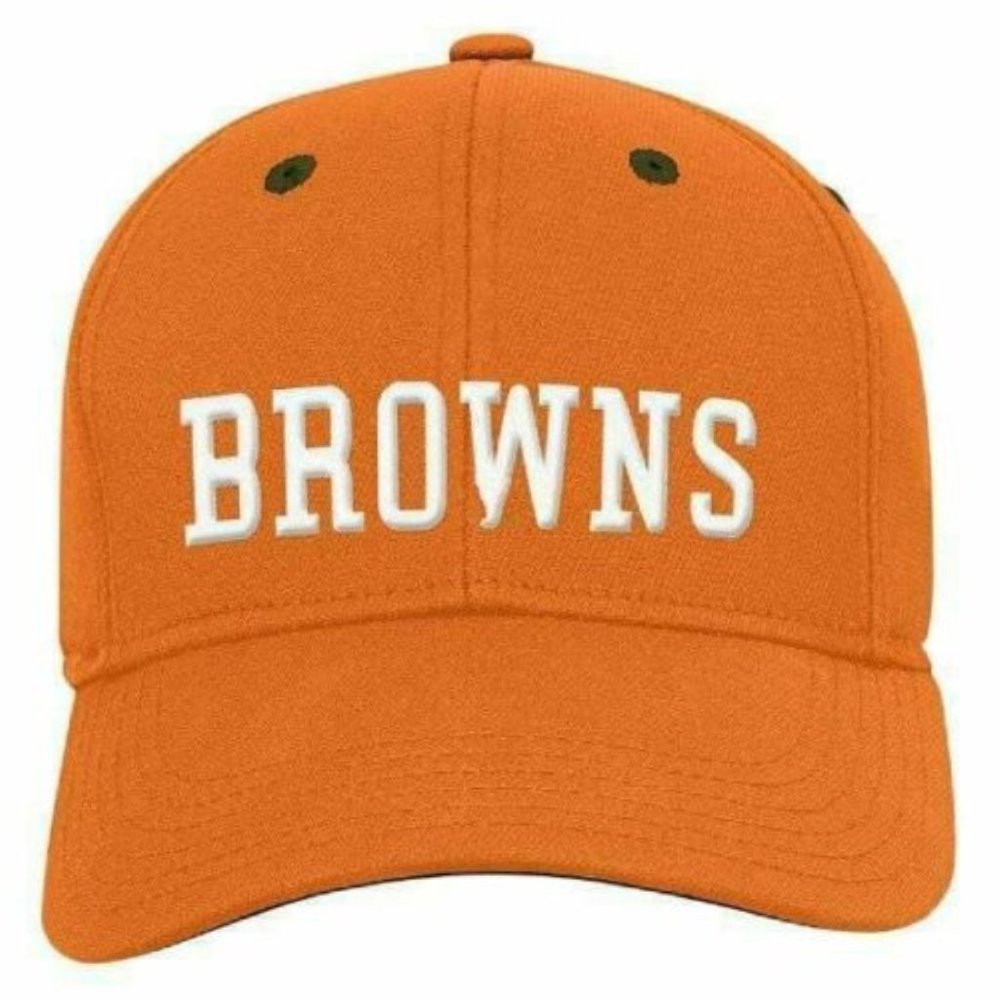 Kids Cleveland Browns Baseball Hat NFL Football Fitmax 70 Orange Flex Fit Youth